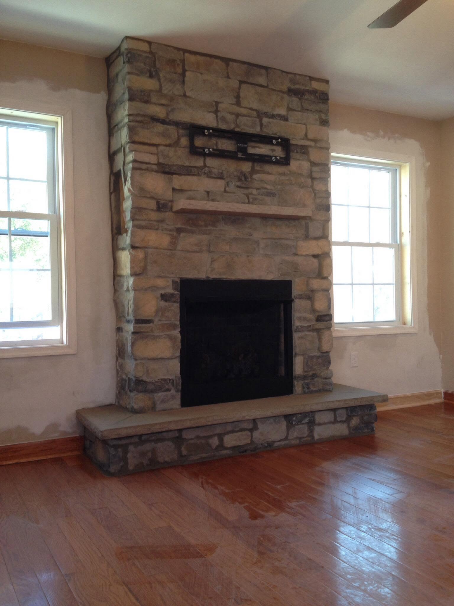 Stone fireplace
